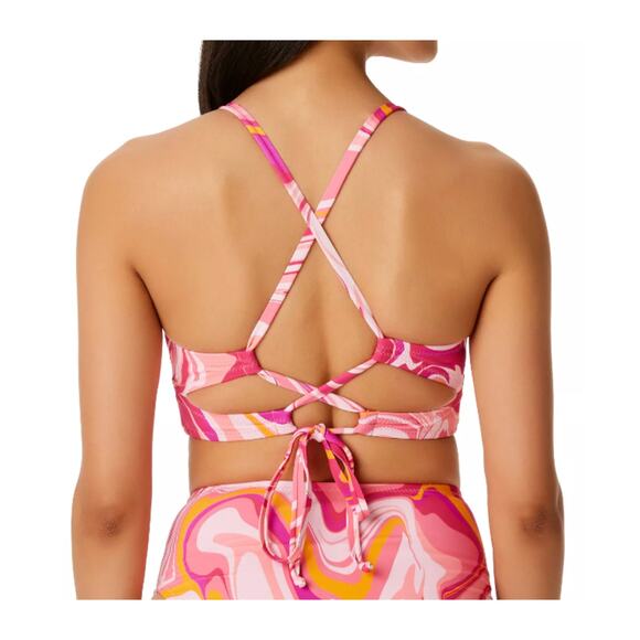 Jessica Simpson Good Vibrations Cropped Pink Bikini Swim Top Women's Medium NWT - Picture 2 of 4